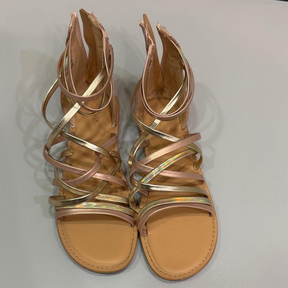 Metallics Strappy Sandals - Gold and Tan